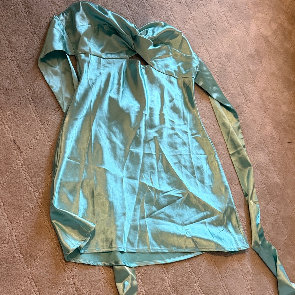 Lucy in the Sky Mint Satin Dress